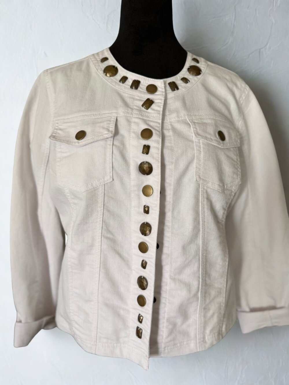 White Jean Stud Jacket